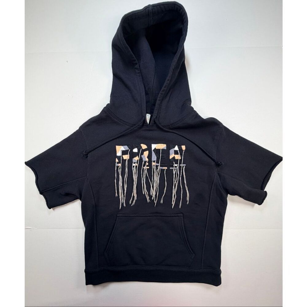 Free People Movement Freestyle Fringe Hoodie Black Embroidered Size Extra Small
